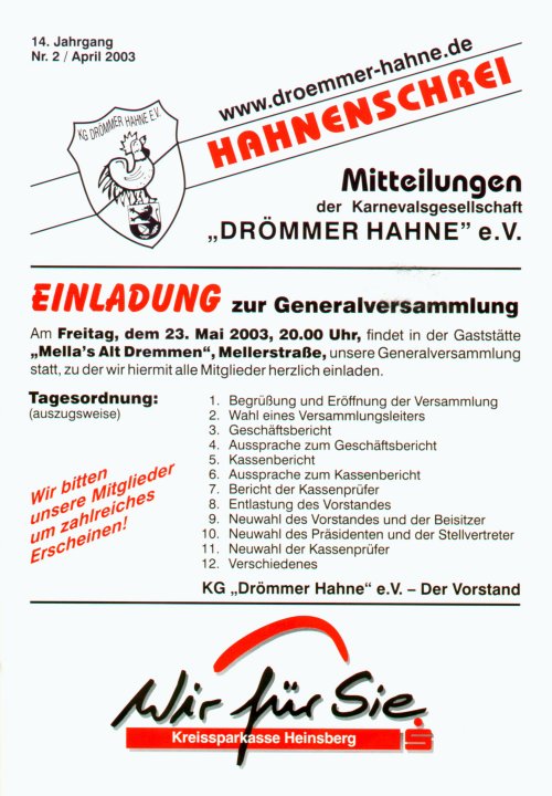 Hahnenschrei 02/2003